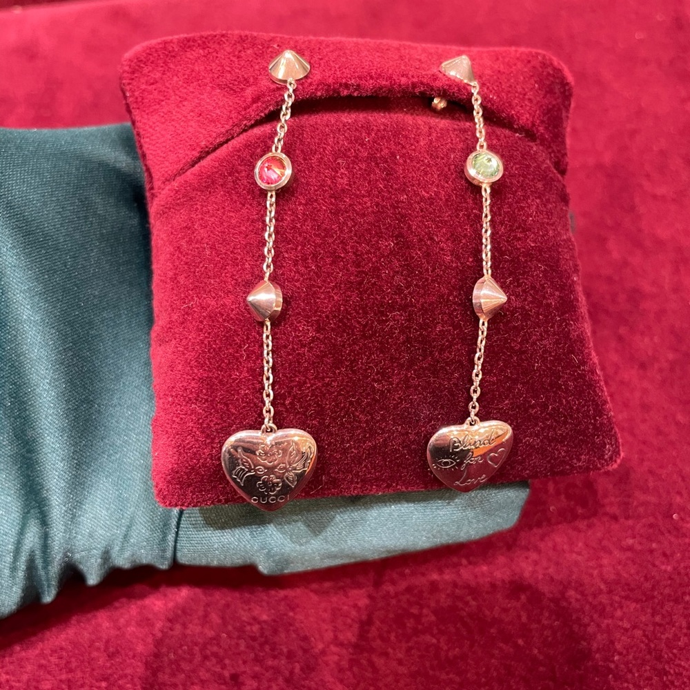 Gucci Blind For Love Heart Earrings Sterling Silver